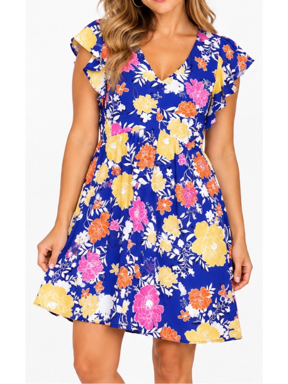 Emily Wonder beautiful blue floral print dress- 3xl NWT